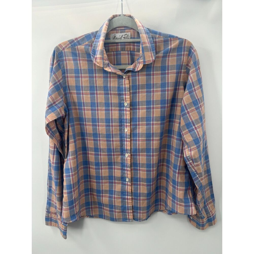 Vintage 80s Marshall's Field Western Plaid Camp Rockabilly Shirt Women Size 16